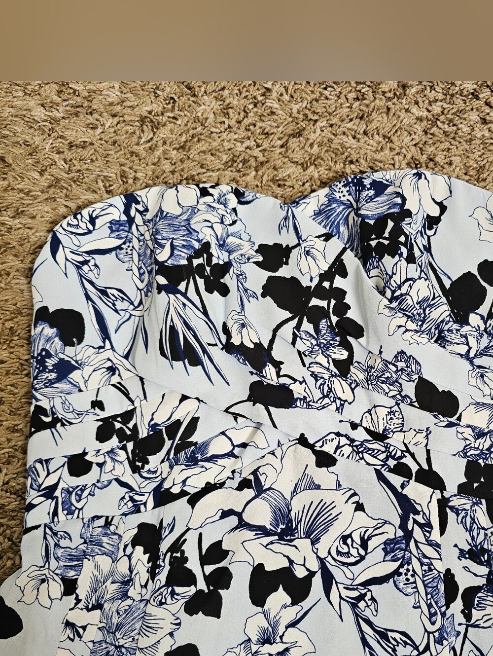 Express blue Floral Strapless dress mini top summerFlower sz 6 Small Medium Y2K - Picture 7 of 13